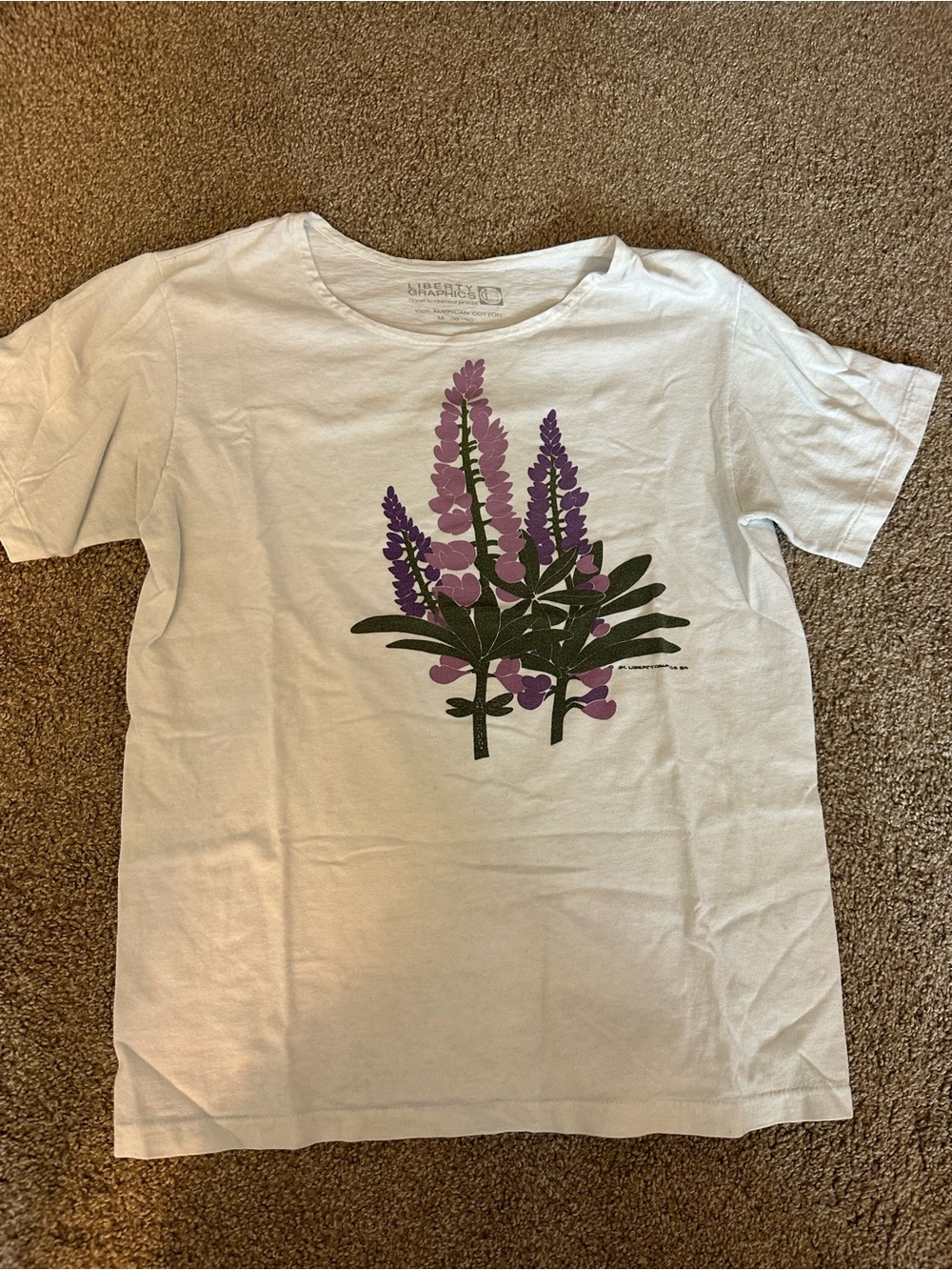 liberty White Short-Sleeve Tee with Purple Floral Print